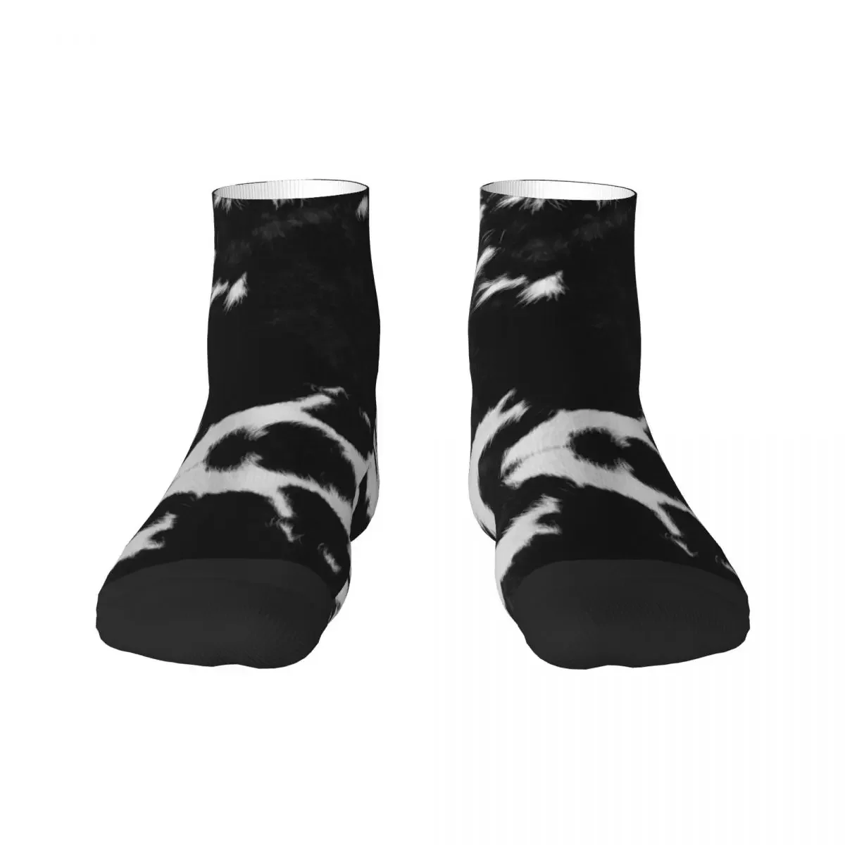 Modern Cowhide Faux Leather Men Women Crew Socks Unisex Cool Fur Texture Spring Summer Autumn Winter Dress 