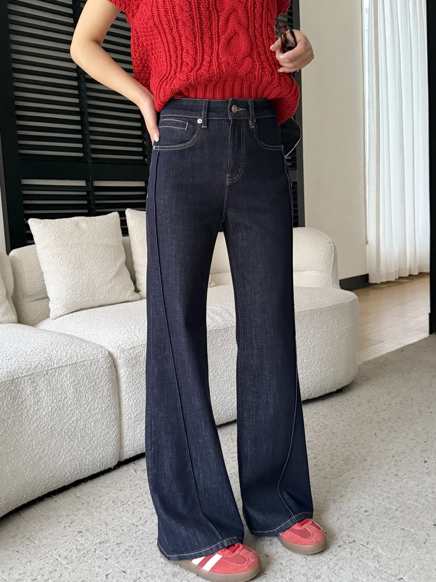 

Женские джинсы-клеш Deep Blue с высокой талией, прямые, в пол, из эластичного мягкого дышащего хлопка, новинка весны