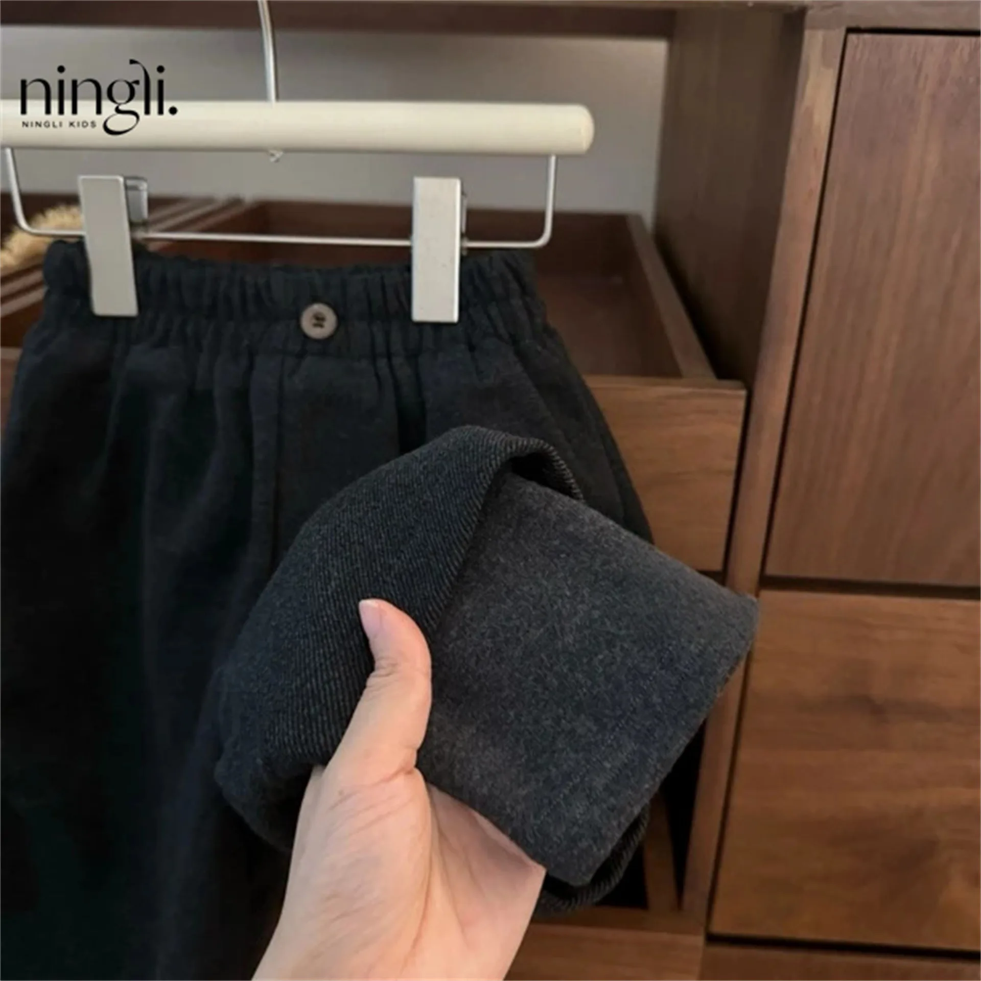 Korean Baby Girl Casual Polka Dot Velvet Versatile Fake Two-piece Woolen Pants Fashion Casual Baby Pants