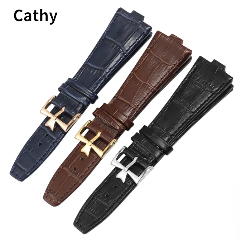 Genuine Leather Watch Band for Vacheron Constantin 500V 5500v P47040 Soft Comfortable Raised Mouth Cowhide Watch Strap 25x8mm