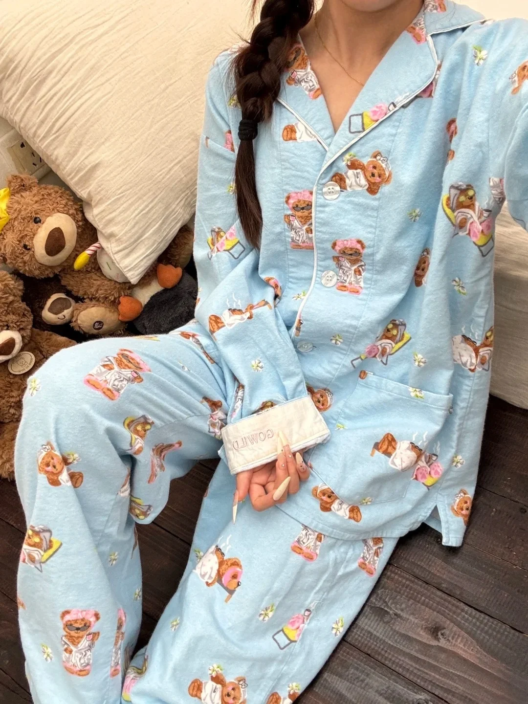 Pure Cotton Fleece Pajamas Long Sleeve Home Clothes for Women Autumn Winter New Style Summer plus Size Men Couples Set