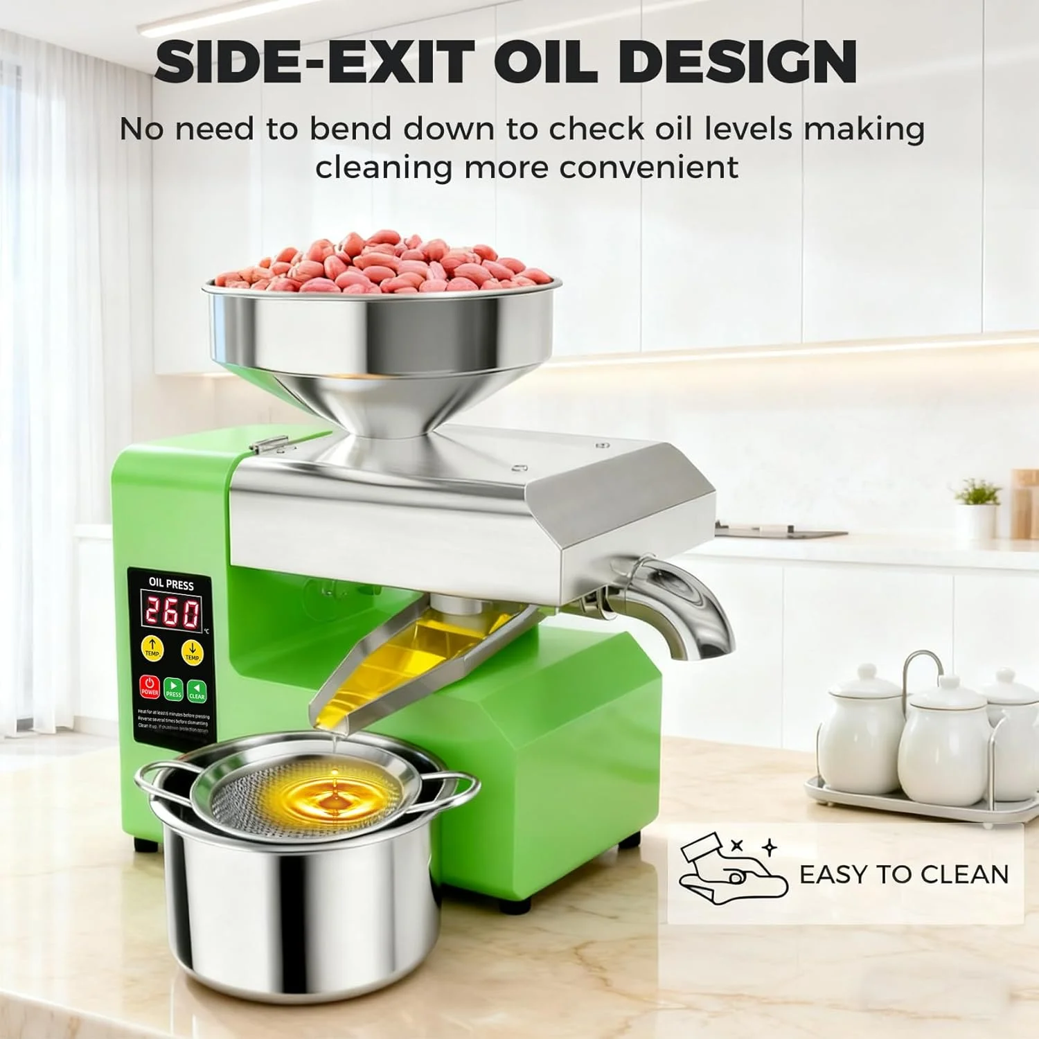 R6S สมาร์ทเครื่องกดน้ํามัน 304 สแตนเลสสตีลน้ํามัน Multi-Functional Oil Press High Yield น้ํามันสําหรับ Sesame/ถั่วลิสง/Coc