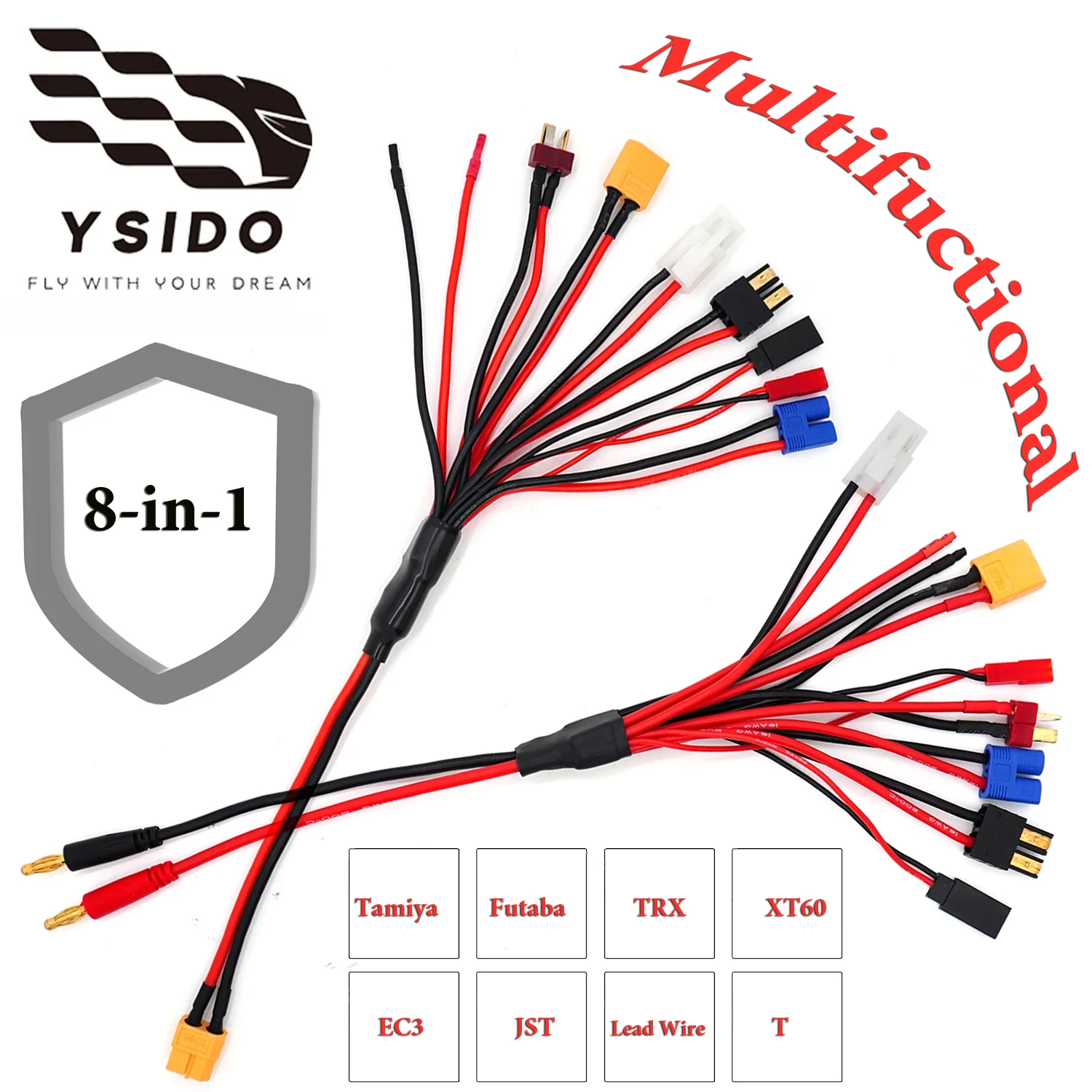 

8-IN-1 RC Charging Adapter Converter XT60 4.0MM Banana Connector To EC3 XT60 TRX JST Futaba T Plug for RC Car Drone Imax B6 B6AC