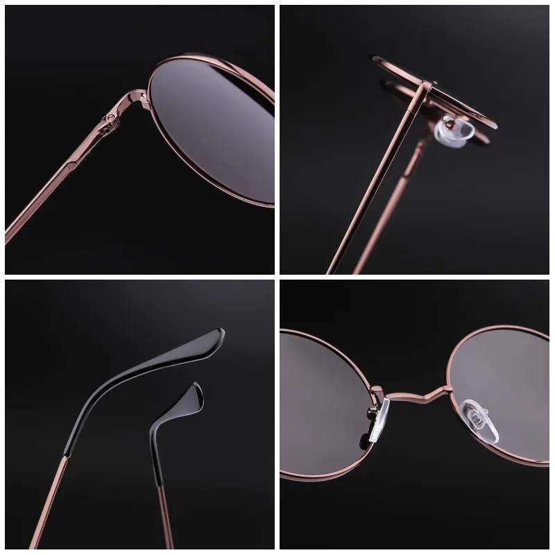 العصرية النظارات الشمسية المستقطبة المستديرة عالية الجودة العلامة التجارية تصميم خمر حفلة الرجال دائرة إطار صغير النساء ظلال صفراء نظارات شمسية #6