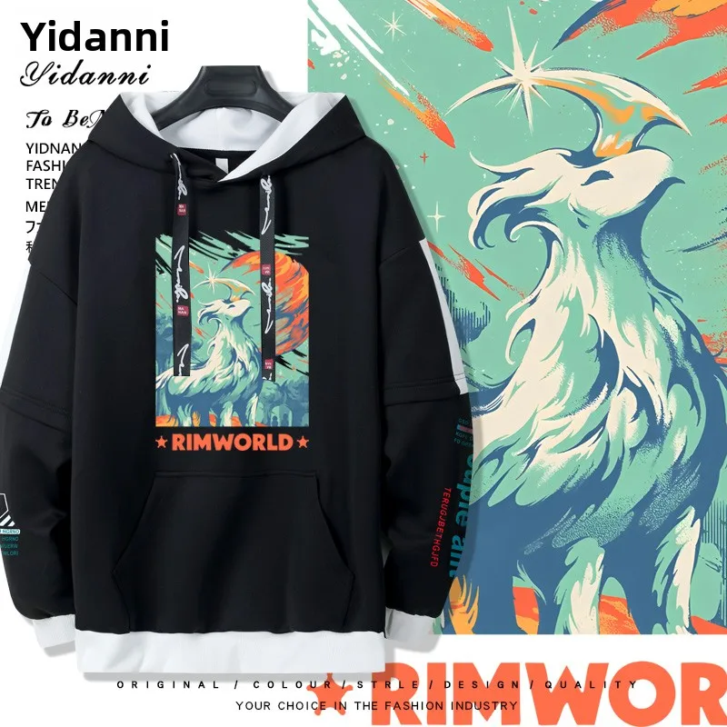 سترة هوديي من RimWorld للجنسين، مقاس فضفاض، ملابس كاجوال مريحة، ألياف بوليستر، أكمام بطول عادي للمراهقين والرجال