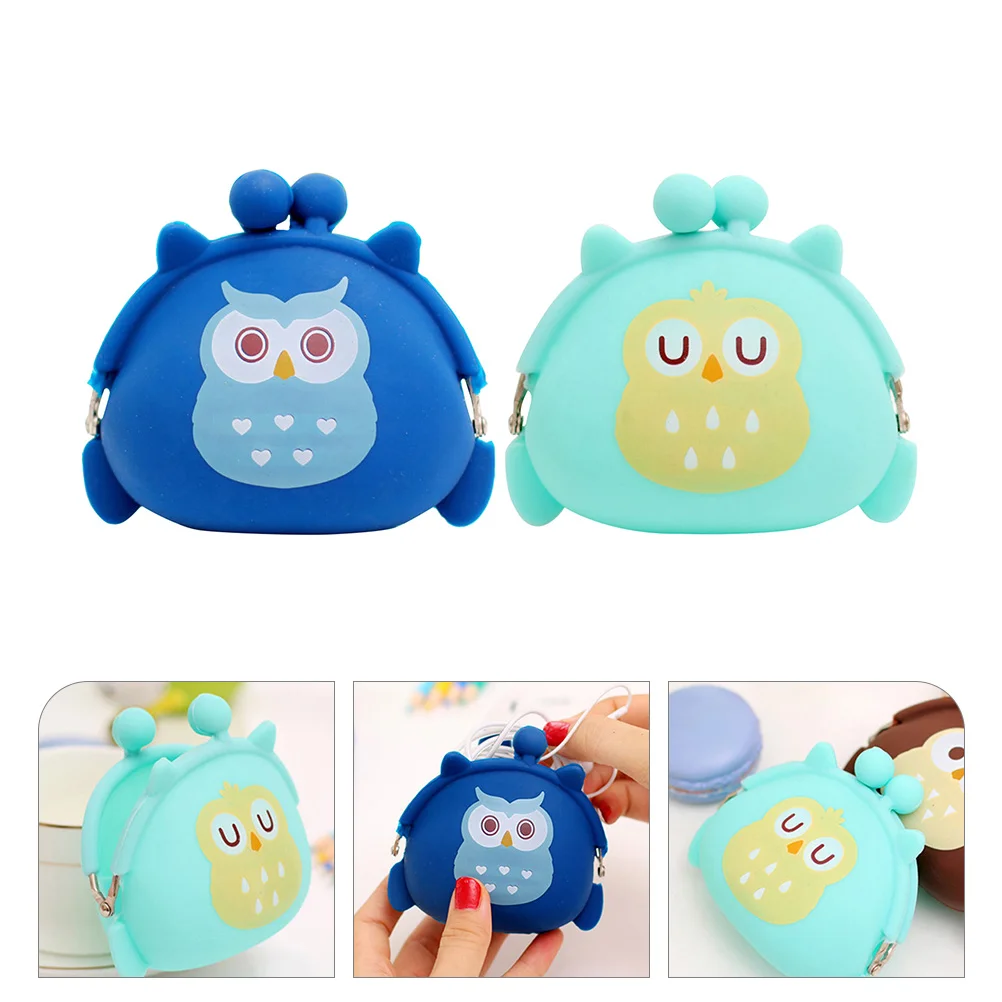 

2 Pcs Silicone Clutch Coin Purse Cute Small Cartoon Change Silica Gel Bag Women's Mini Makeup