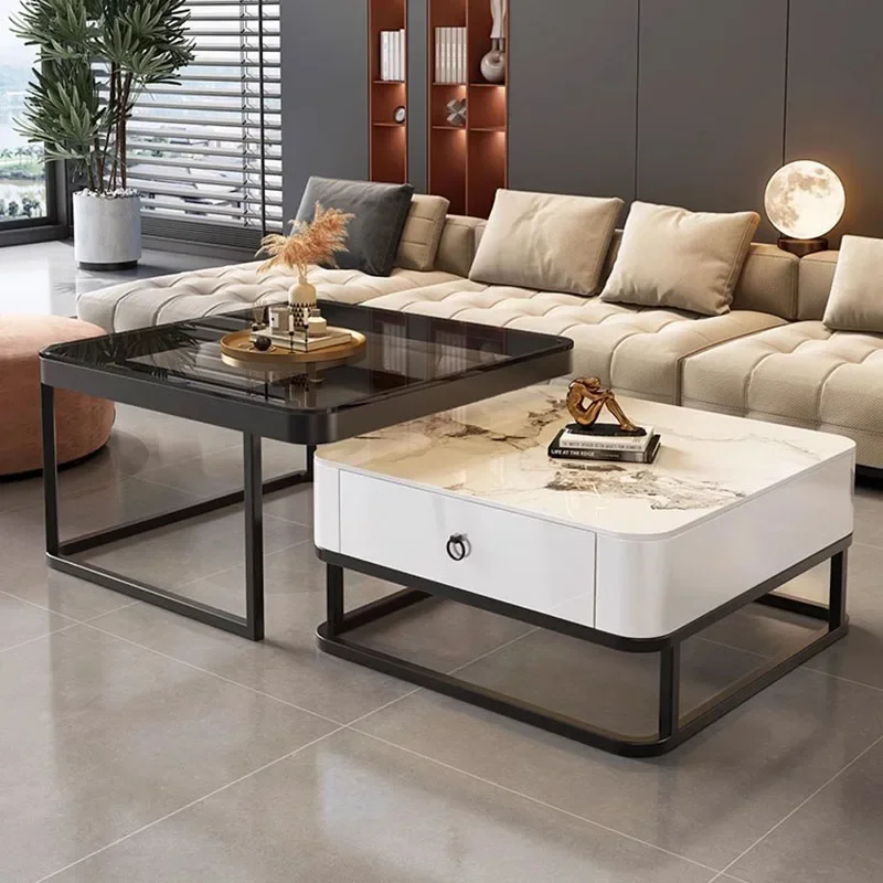 Korea Cheap Clear Coffee Table Living Room Luxury White Glass Nordic Side Table Modern Minimalist Low Mesa Furniture For Home