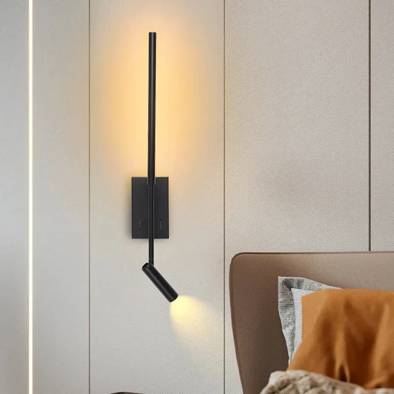 2025 Bedside Wall Lamp 350 Degree Rotation Adjustable Wall Lamp Reading Light with Switch Minimalist Nordic Hotel Room Mound Lig