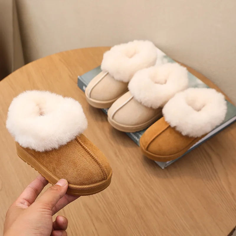 Autumn Winter New Style Home Outdoor Shoes girl boy Children's Winter Thick Bottom Warm Anti-slip Fleece Lined Cotton Snow Boots