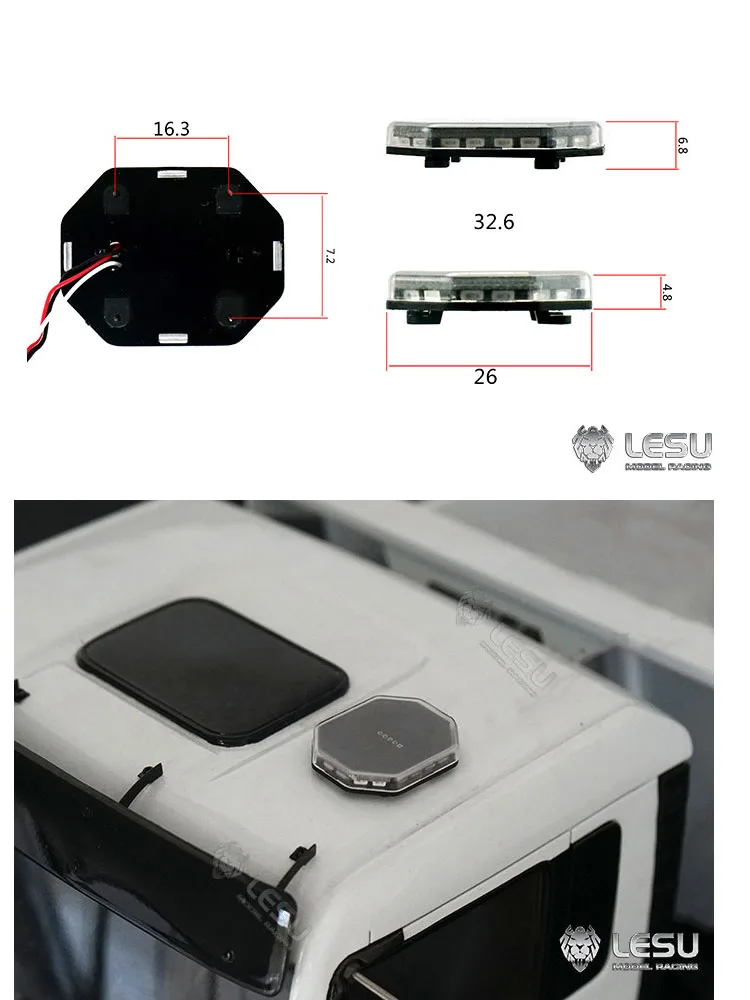 LESU For 1/14 Tamiya LED red, blue and yellow variable mode, fire truck engineering warning ceiling light