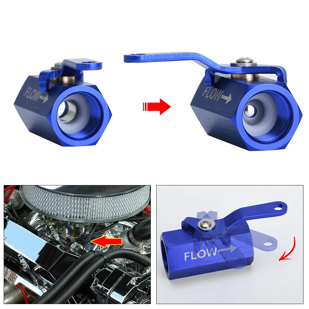 AN6 6AN Aluminum Inline Fuel Filter Shut Off Valve Cut Off w/ Cable Lever Black 1Pcs PQY-FSV06