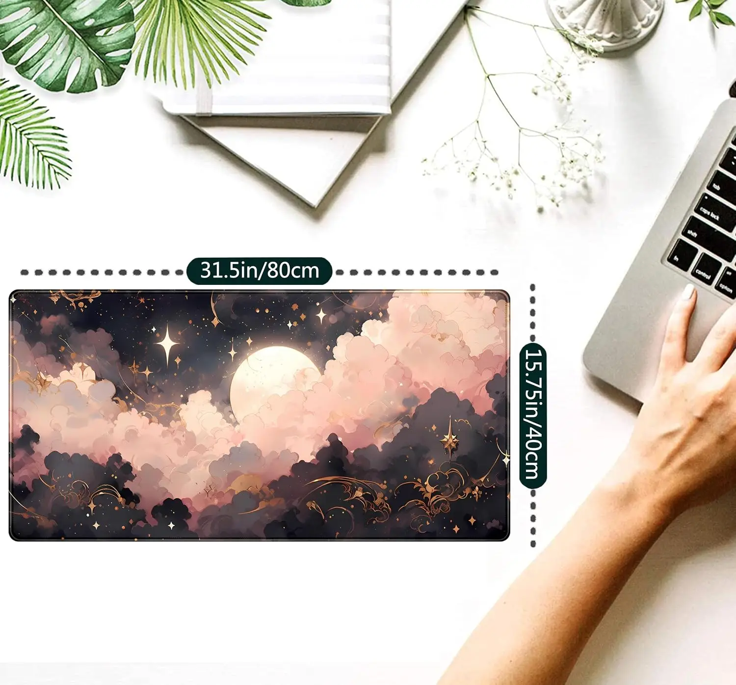 1Pcs Mouse Pads XXL 1Pcs Mouse Pads Cute Pink Black Clouds Desk Mat XXL Large Extended Gaming Mouse Pad Celestial Mousepad with