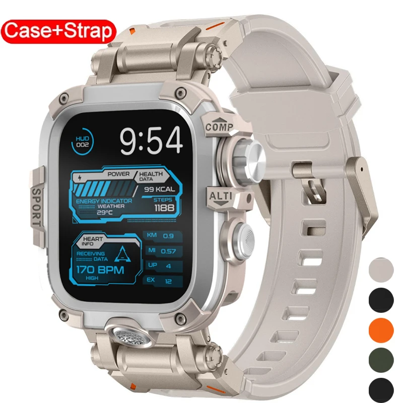 

Strap+Case for Apple Watch Ultra 3 49mm Silicone Loop Bracelet Band for IWatch Series 11 10 46mm 9 8 7 45mm 6 5 4 Se 44mm Cover