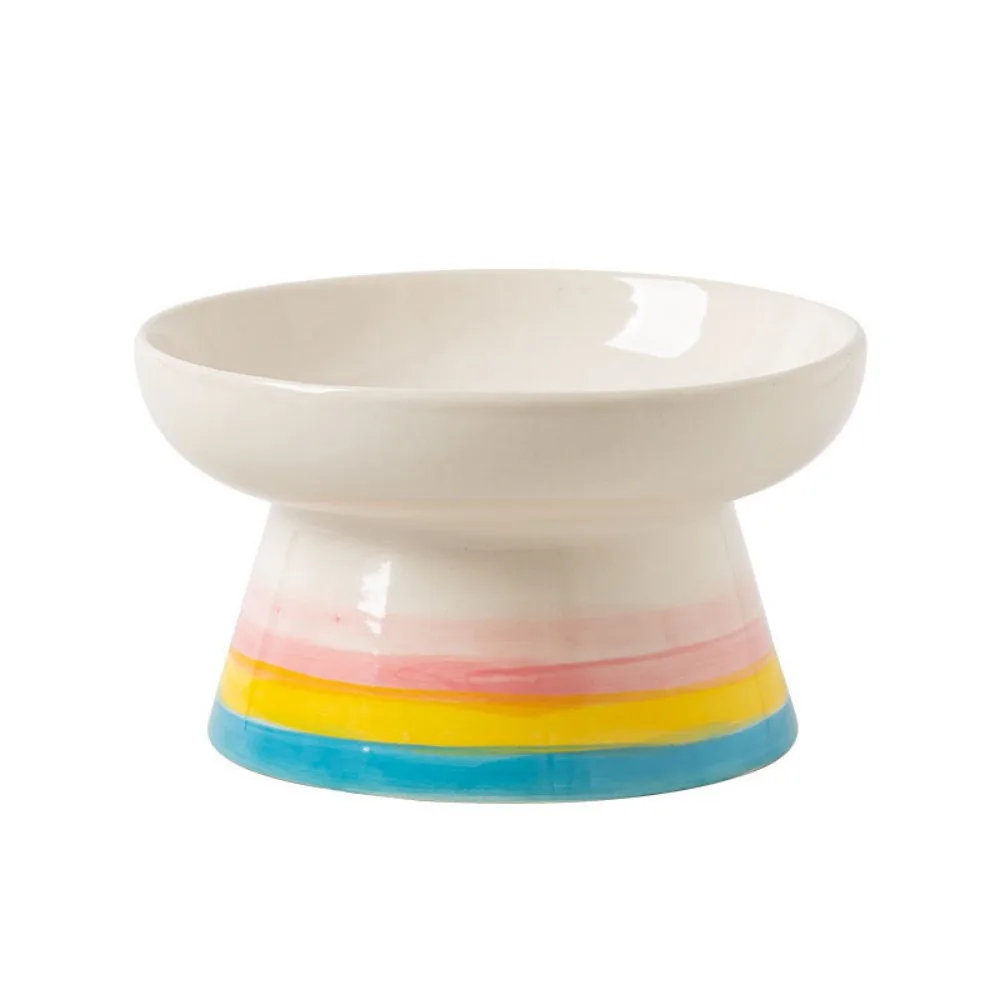 

Ceramic Cat Bowl Flat/Slanted Mouth Cervical Spine Protection Cat Elevated Bowl Anti Tipping Handmade Dog Food Feeder