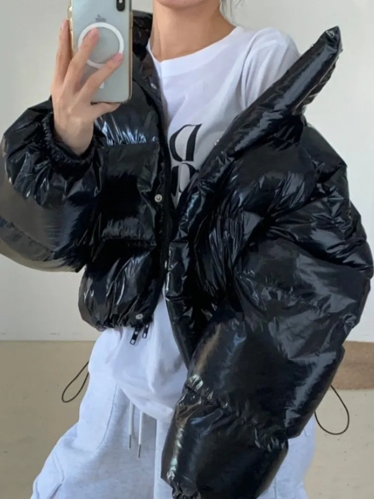 

Thiened down Cotton Jaet Women's New Sle iny Wal Autumn Winter Korean Version ort Coat Loose Cotton Padded