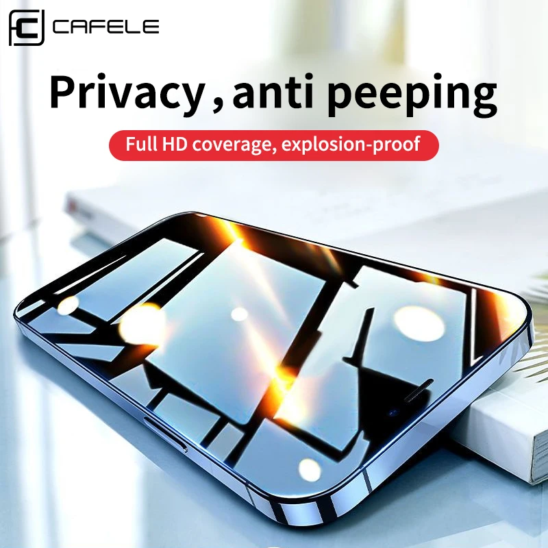 

CAFELE 2PCS Anti-Peep Screen Protector Tempered Glass Full Coverage Anti-Spy Protectors Film For iPhone 16 Pro max 14 13 15 Plus