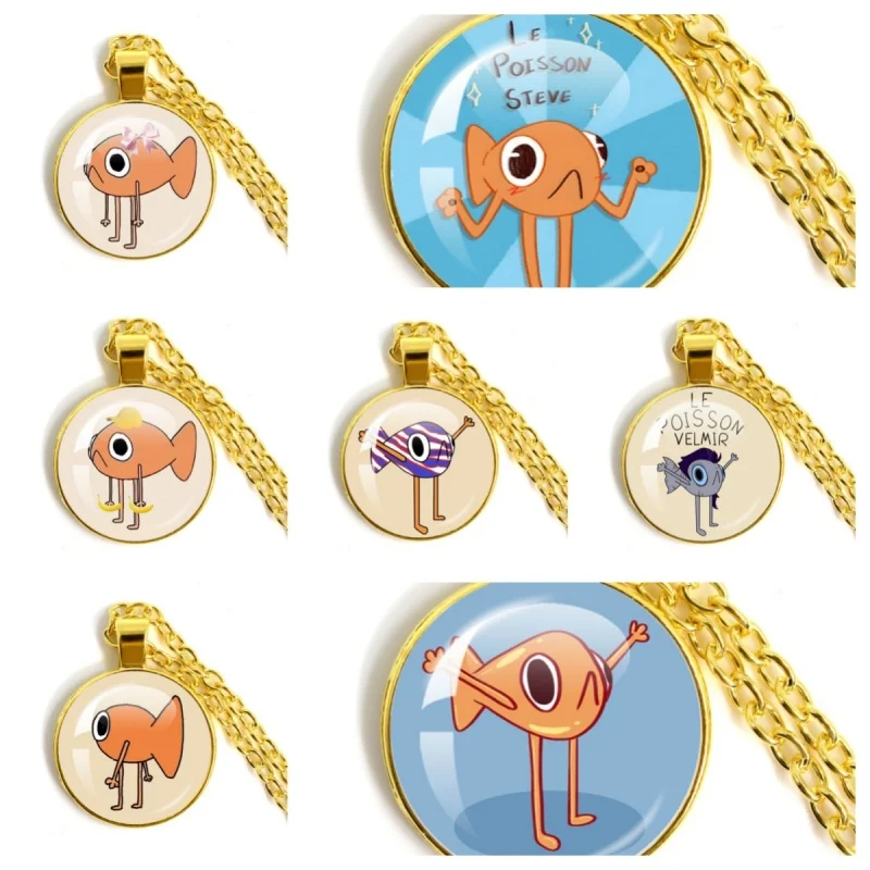 Le Poisson Steve Round Necklace Glass I Love Le Poisson Steve Pendant Charms The French Fish Nacklace Jewelry Fans Gift