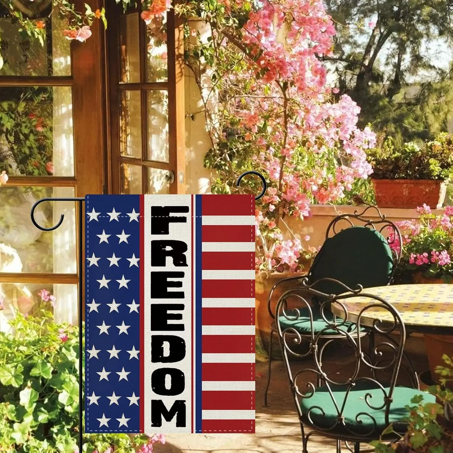 Dyrenson Freedom America Decorative Garden Flag, 4th of July Patriotic American Stars Stripes Yard Outside Home Decoration,  AAS