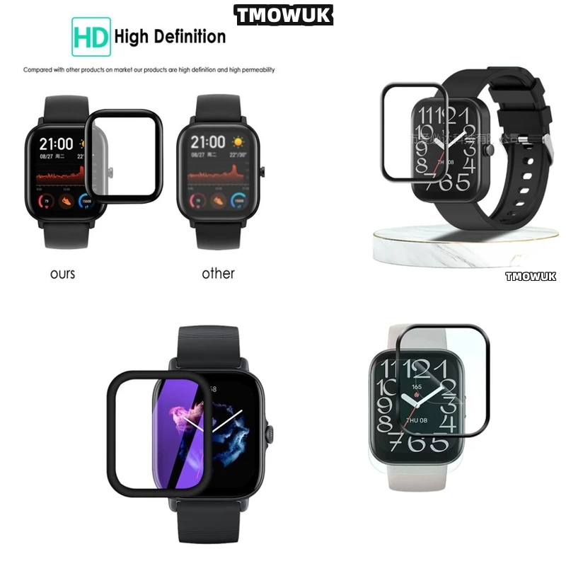 

For Amazfit BIP 3 5 6 U Pro Active Unity GTS 2E 2 3 4 MINI, Durable And Flexible Full Cover Screen Film With 3D Curving