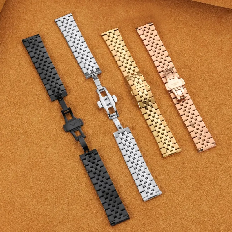 

High Quality Diving Solid Stainless Steel Metal Double-Press Butterfly Clasp Watch Bracelet for 20mm 22mm Universal Watch Band