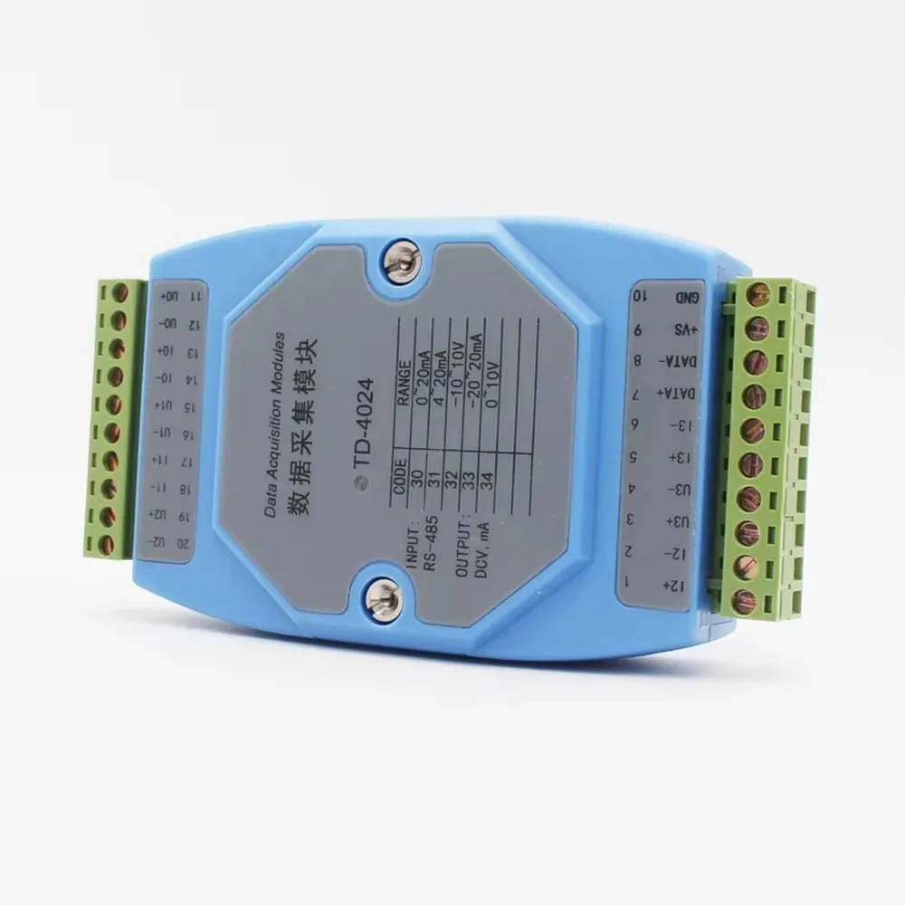 TD-4024 Industrial RS485 4-20mA Analog Output Signal Converter Module Modbus RTU Protocol 35mm DIN Rail Mount
