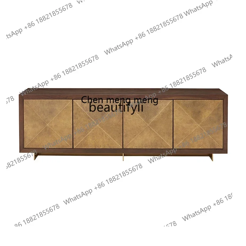 

D178 Dhh Modern American solid wood TV cabinet Living room stainless steel metal custom floor cabinet custom TV cabinet