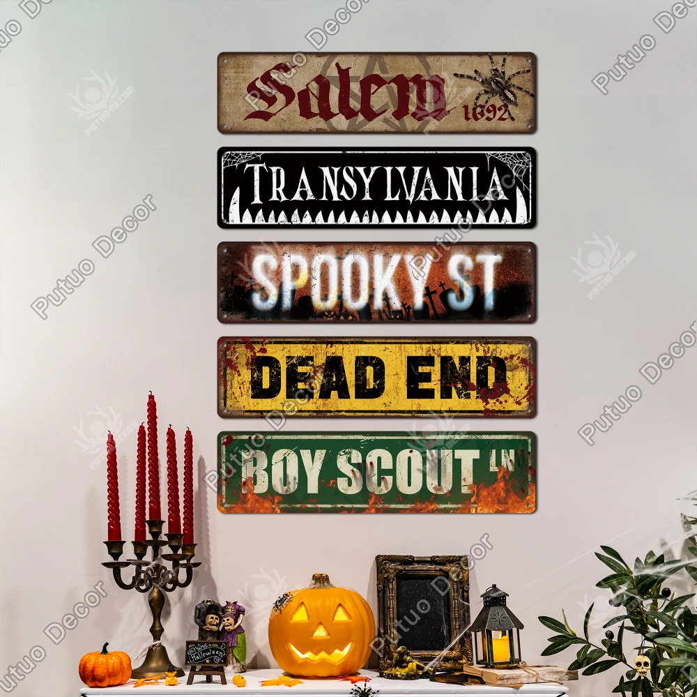 Putuo Decor  Happy Halloween Vintage Metal Tin Sign, Halloween Gift, Wall Art Decor for Home Living Room Bar Pub Club