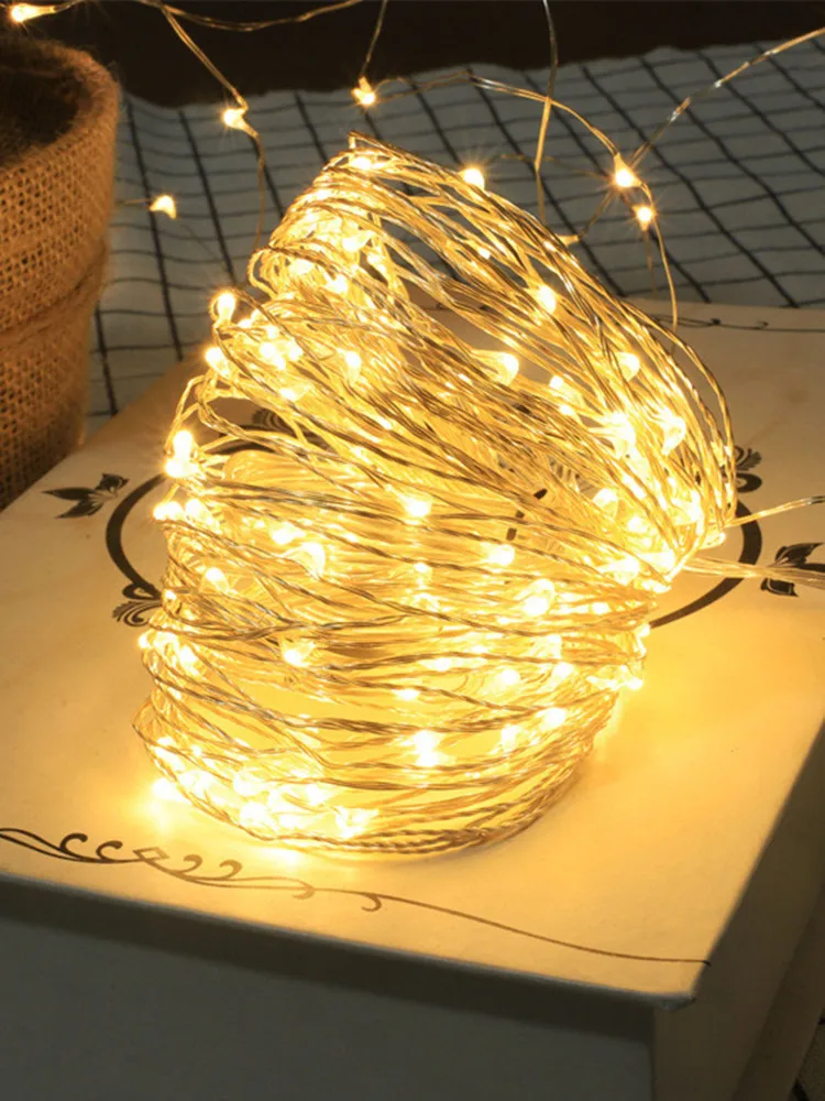 1/2/3/5/10/20M LED guirlandes lumineuses alimenté par batterie fil d'argent chaîne lumières pour chambre jardin fête mariage décoration de noël