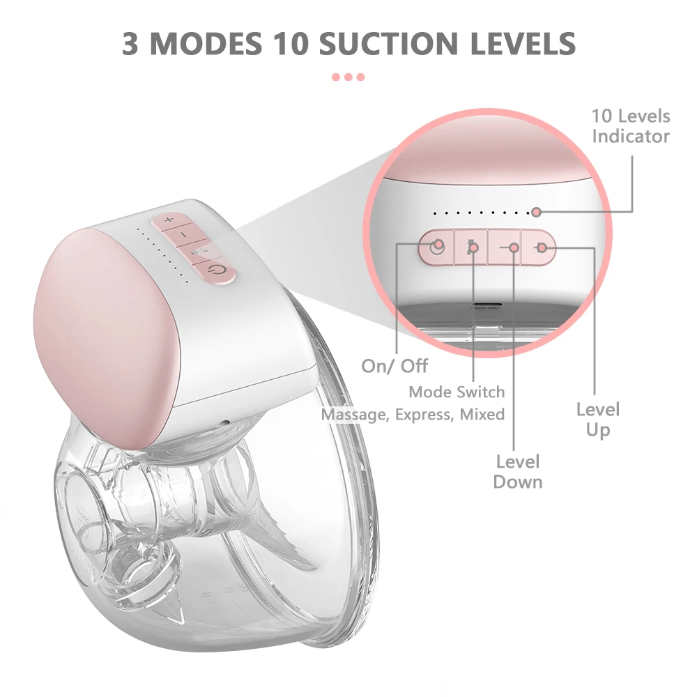 P1 Wearable Breast Pump Hands Free Electric Single Wearable Breast Cup 8oz/ 240ml 3 Modes Comfort Breastfeeding Milk Collector