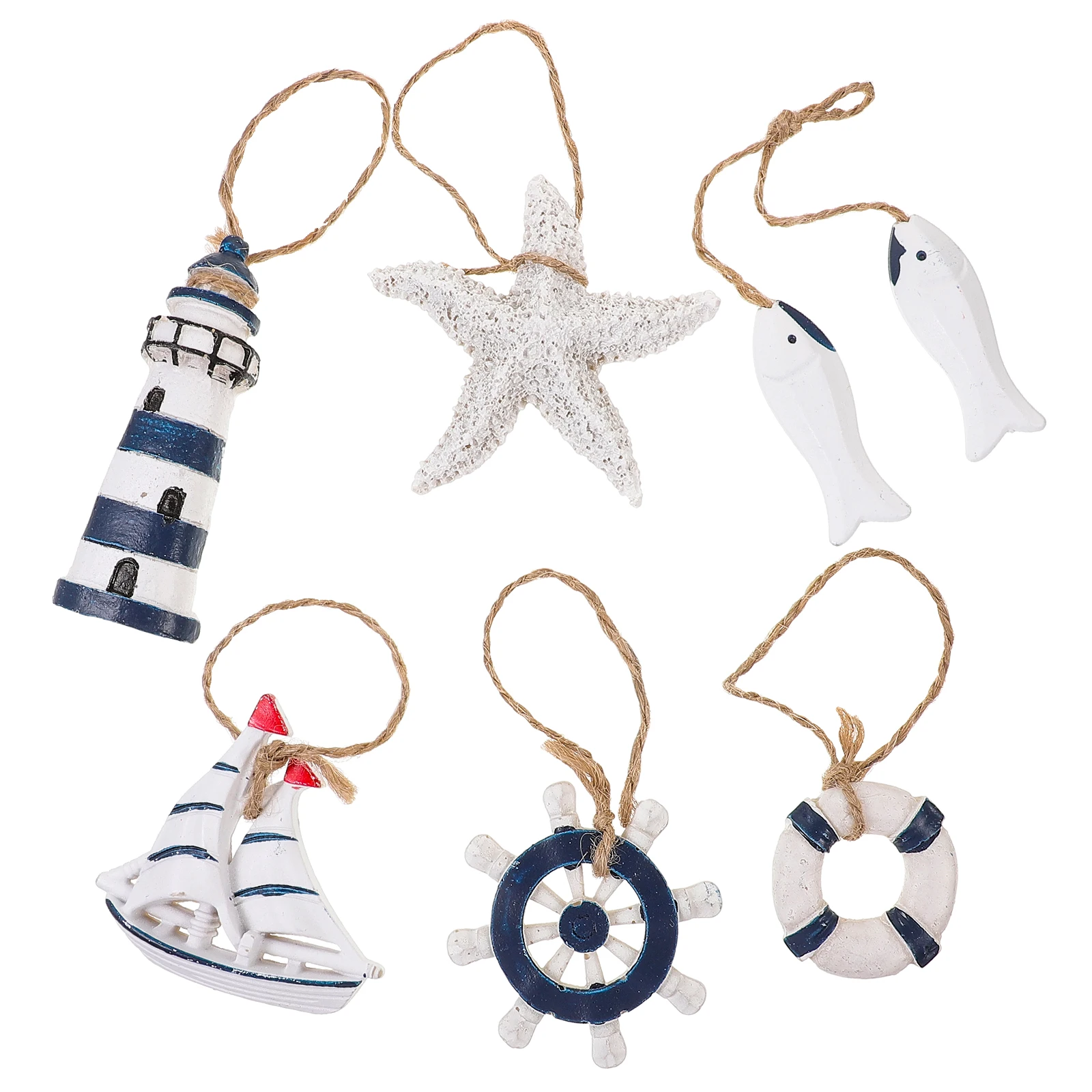 

6Pcs Mediterranean Wall Pendant Hanging Ornament Set Stylish Resin Decorative Pendant for Indoor Outdoor Home Decoration