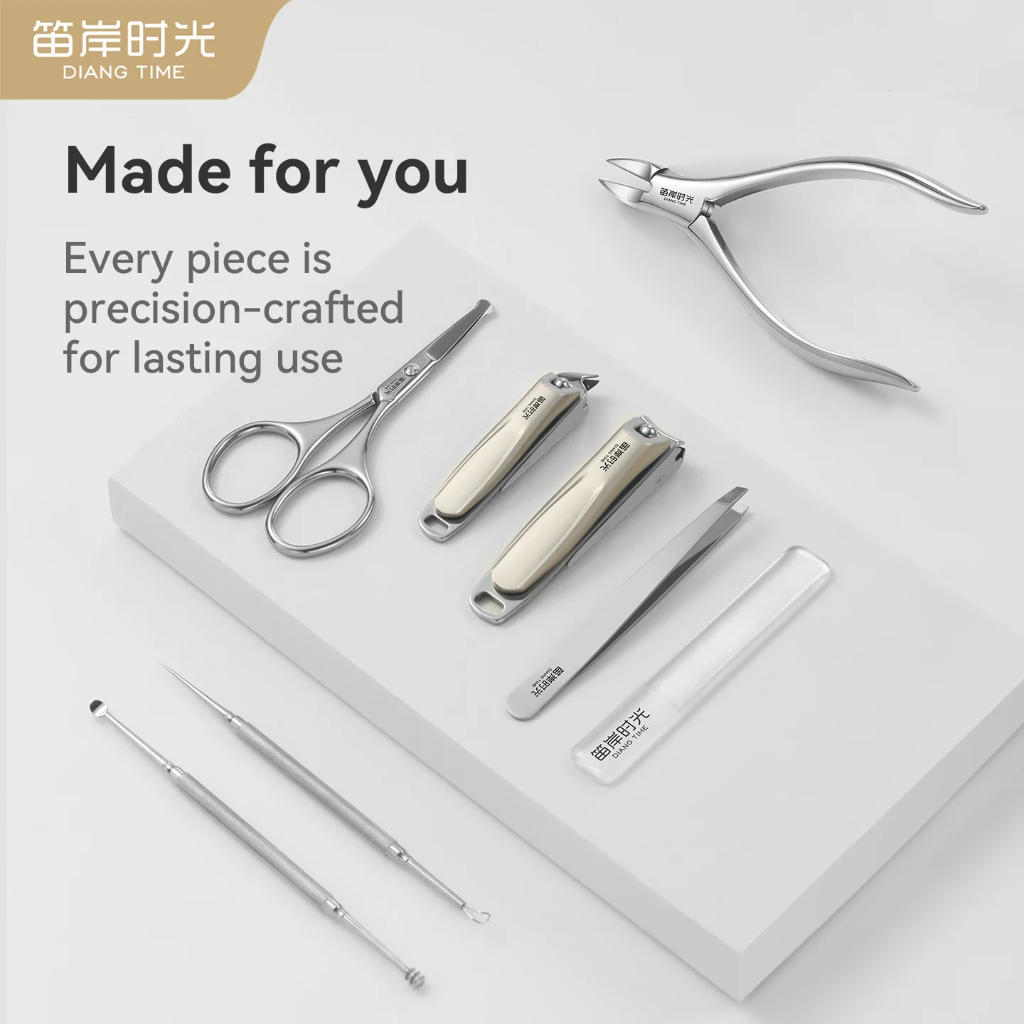 8 Piece Nail Care Kit Full Function Stainless Steel Portable Manicure Pedicure Set Professional Nail Clipper with Leather Cutter