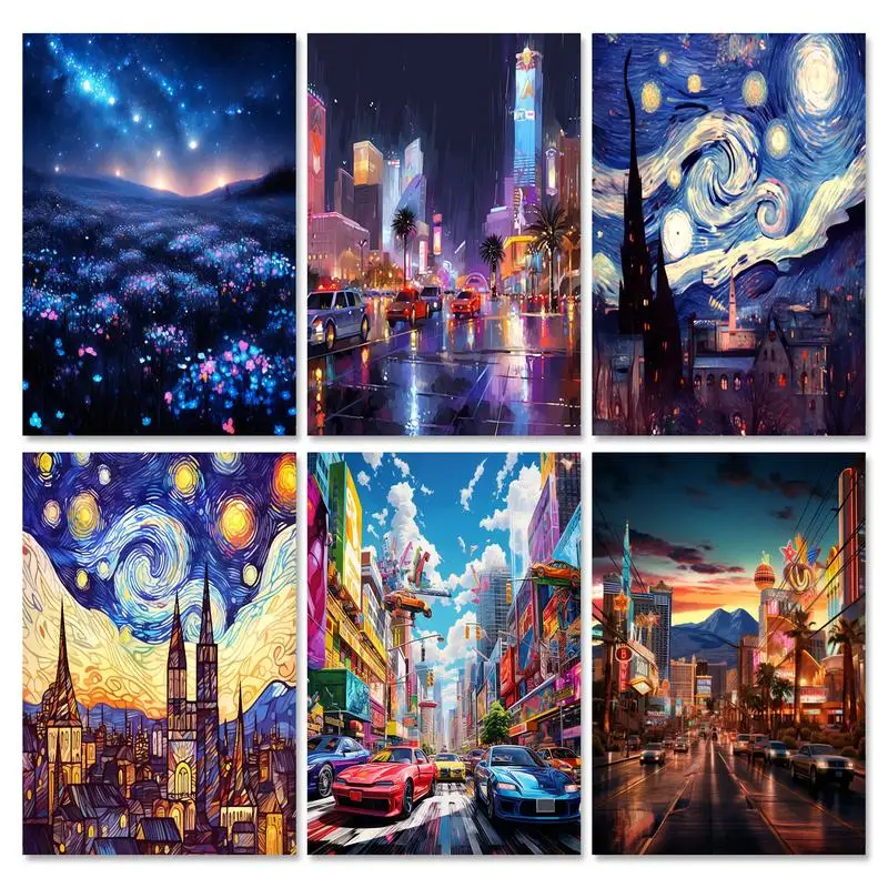 

GATYZTORY Abstract Diamond Paintings Landscape Mosaic Kit Embroidery City Sky Scenery Needlework Picture Of Rhinestones Gift