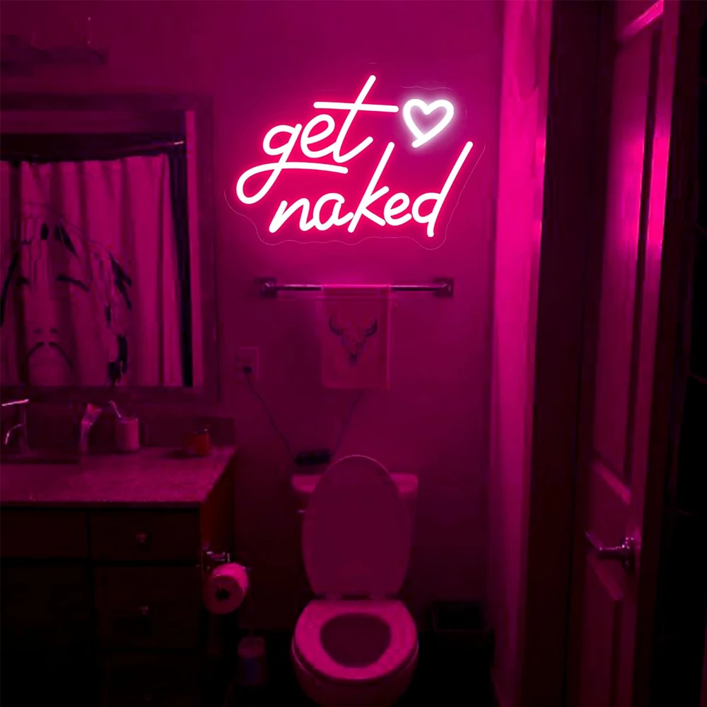 Get Naked Neon Sign, Neon Light LED Wall Decor Signs for Bedroom Bathroom Room Decor Valentines' Day Couple Boyfriends Gifts