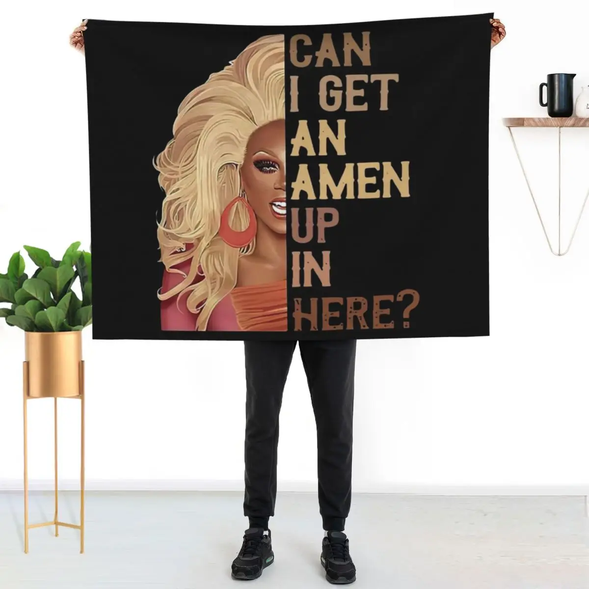 

RUPAUL'S DRAG RACE CAN I GET AN AMEN UP IN HERE VINTAGE T-SHIRT Throw Blanket Warm Accent Blanket for Living Room Decoration