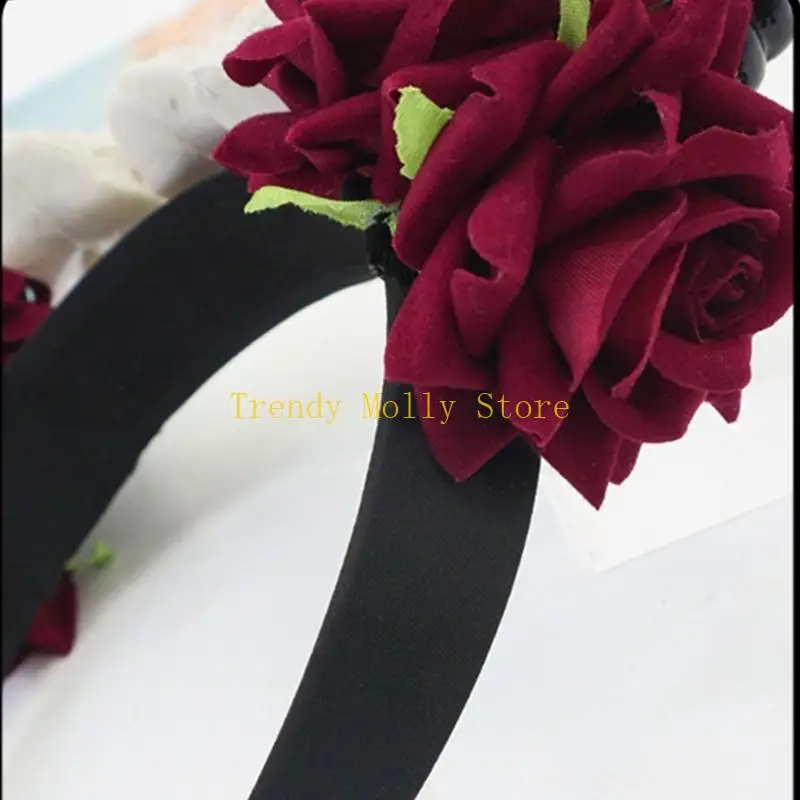 N5KB غطاء رأس أنيق على شكل قرن الشيطان لأزياء الهالوين يتميز بتفاصيل دانتيل دقيقة