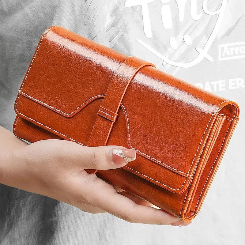 2PC New Genuine Leather Women RFID Wallets Handbags Name Engraving Card Holder Female Purse Big Capacity Phone Bag Women Wallet