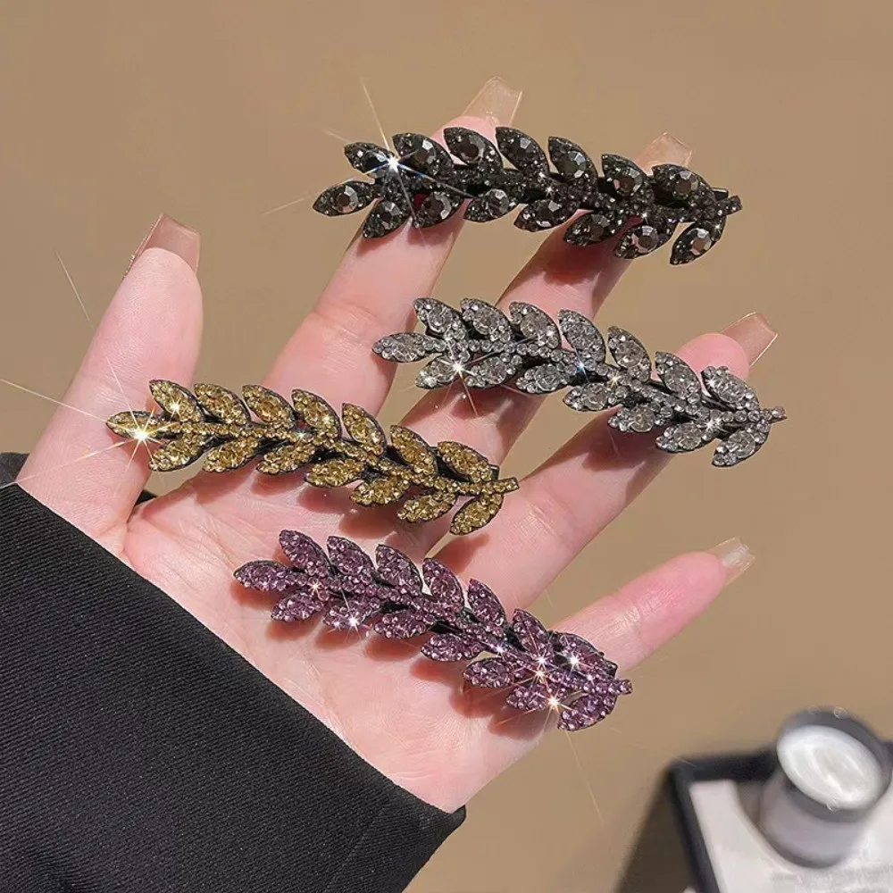 Fashion Mini Crystal Hair Pins Exquisite Rhinestone Ear of Wheat Duckbill Hair Clips Girl Side Barrettes view 6