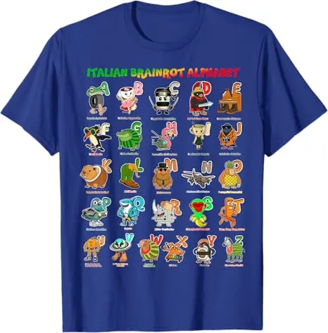 Italienisches BRAINROT Alphabet Lustiges Meme Genz Charakter T-Shirt Jungen Mode Grafik Outfit Y2k Humor Söhne Geburtstag T-Shirt Neuheit Geschenk – Detail 10