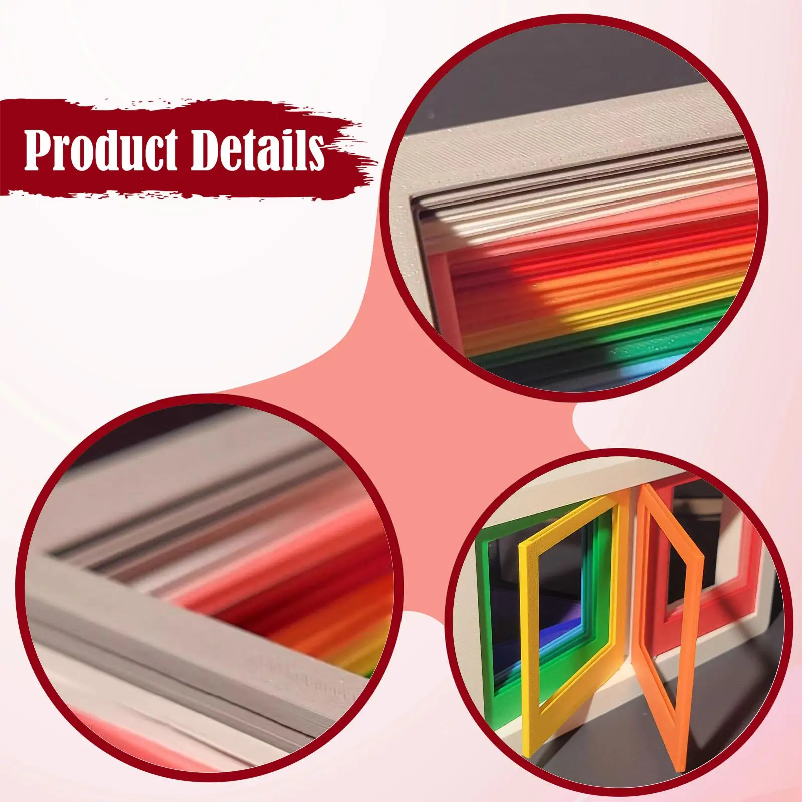 Rotating Desktop Photo Frame, Multicolor Plastic Stand