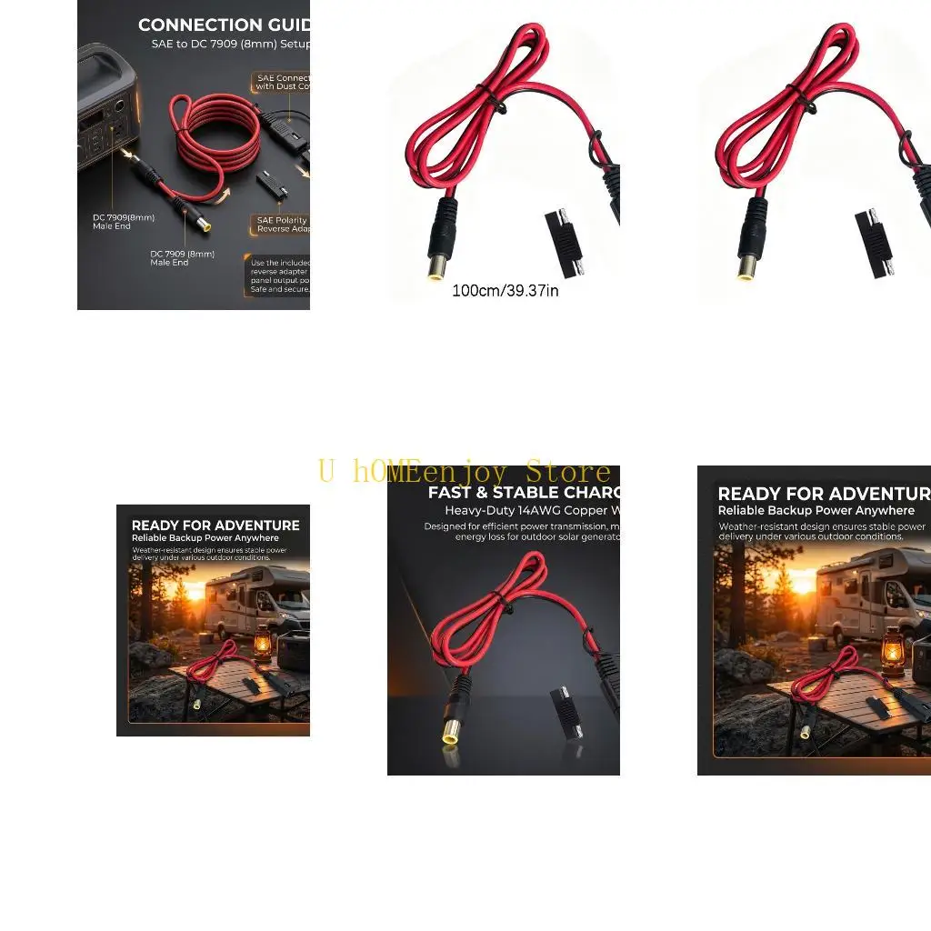 B0KF 14AWG DC7909 charging cord with reverse polarity piece and 1M wire