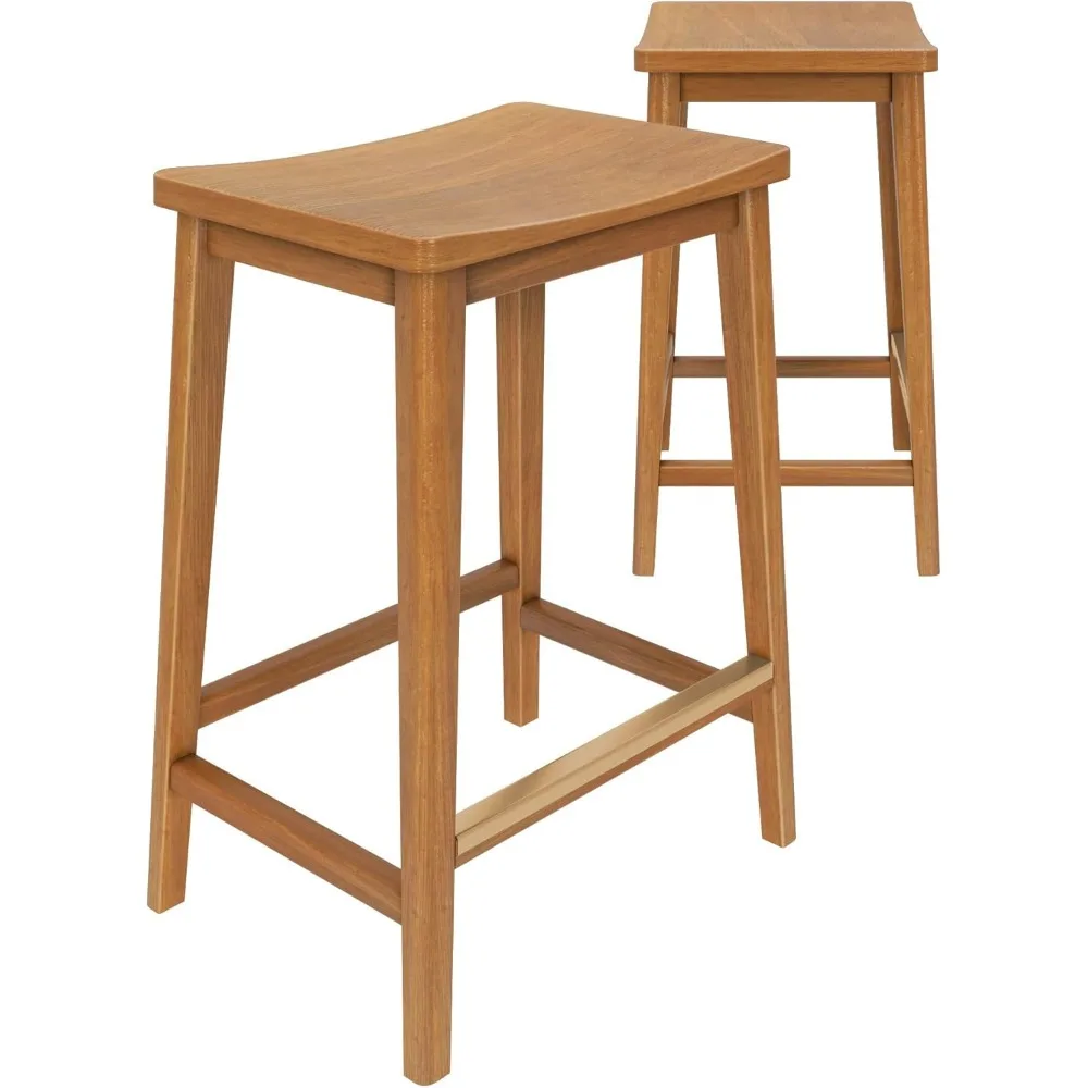 مقعد Beam Smythe Counter، 24، مجموعة من 2، مقعد مرتفع من الخشب القوي وحديث للمطبخ، مقعد سرج بدون ظهر #4