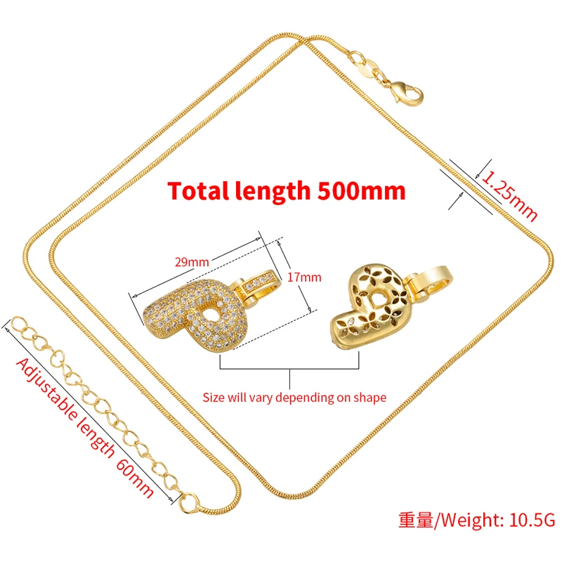 1.25x500mm Fat and lovely crystal brass silver color  letter necklace for women friends birthday gift model: VL34 image 5