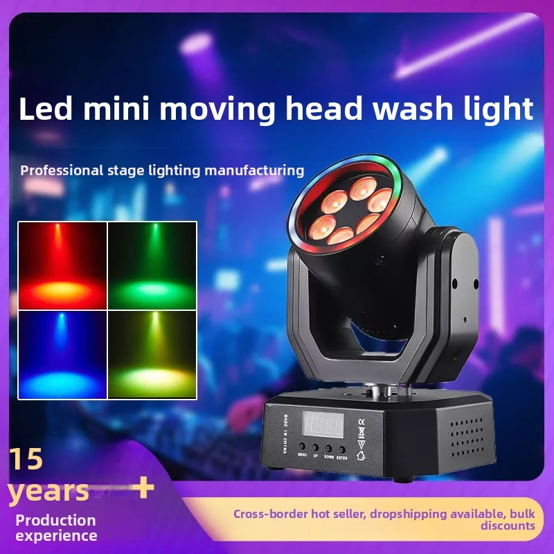 

Mini LED Wash Moving Head Light with Remote, RGB Stage Lamp for DJ Bar KTV Room Party