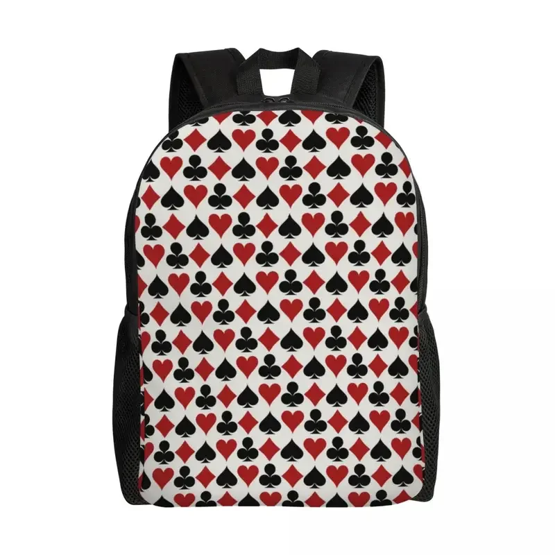 Personalized Poker Playing Card Symbols Backpack Women Men Fashion Bookbag for College School Heart Spade Diamond Club Bags