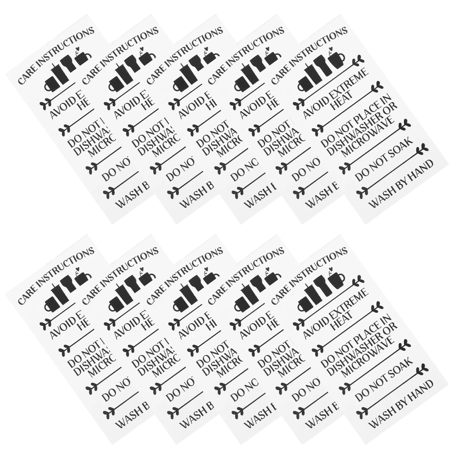 50 Pcs Glass Instruction Card Labels Cup Care Insert Portable Small Business Supplies Tumbler Cards Paper Package for