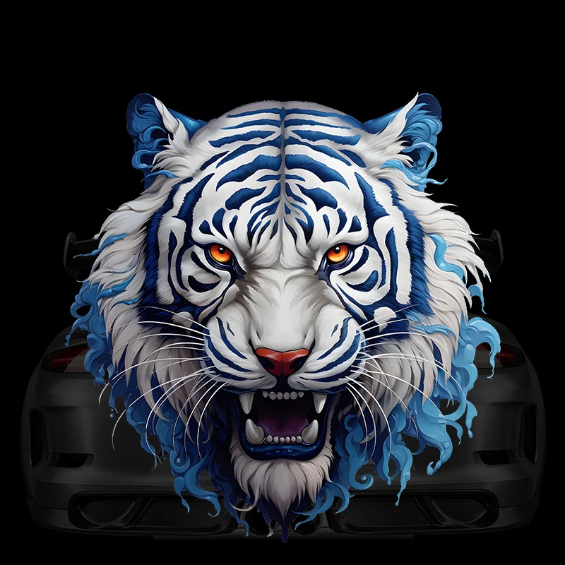 Blue and White China Style Tiger Totem Car Stickers Motorcycle Fuel Tank Decals Car Window Bumper Windshield Vehicle Accessories