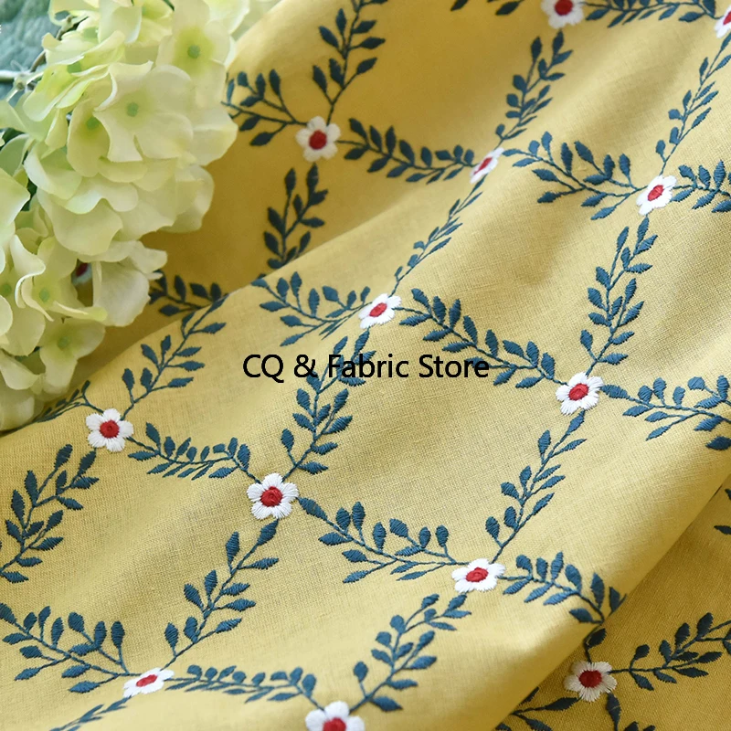 

Хлопок и лен, 3D цветок, вышитая ткань для одежды, ткань, подушка, скатерть, фартук, платье