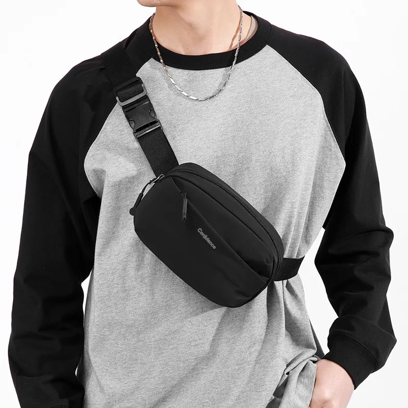 Large Capacity Storage Bag Multi‑Pocket Zipped Chest Bag Portable Adjustable Shoulder Bag Phone Power Bank Earphone Storage Bag