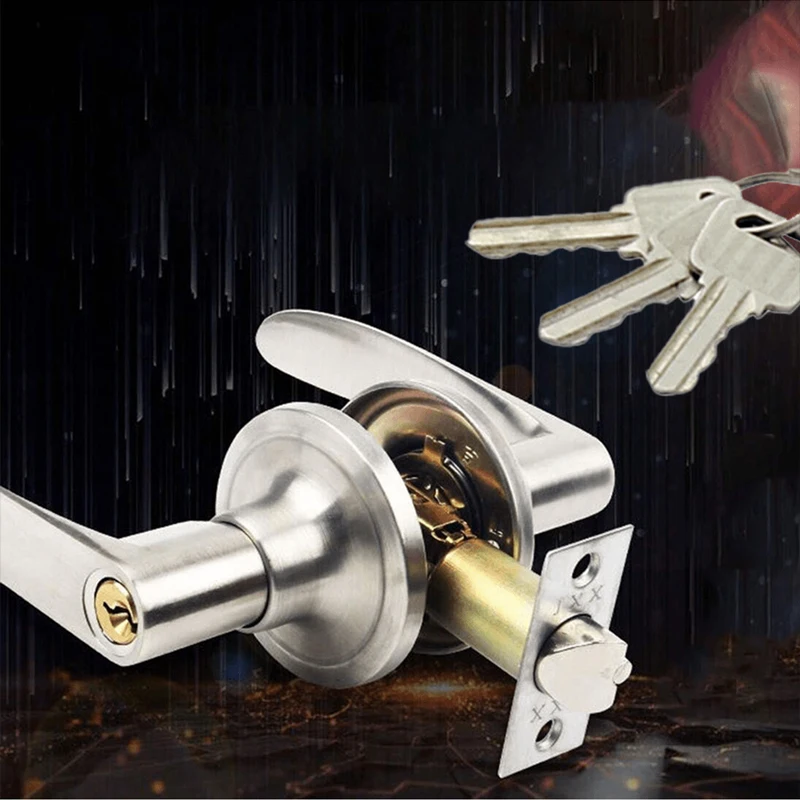 

Silver three-bar handle lock, suitable for bathroom aluminum alloy door door bedroom study