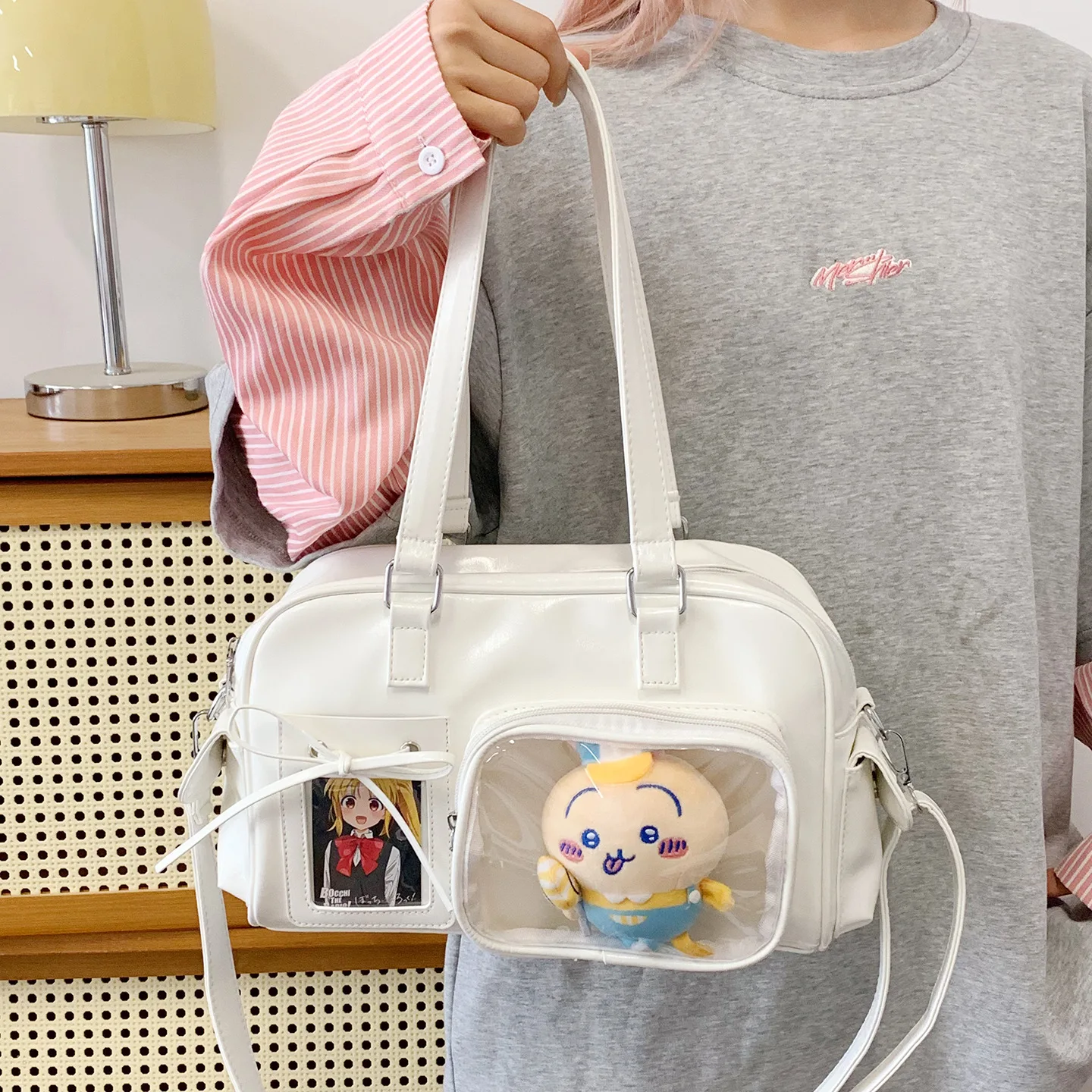 

Anime Cute Jk Girls' Underarm Shoulder Bag Japanese Uniform ItaBag with Display Window Lightweight Minimalist Versatile Doll Bag